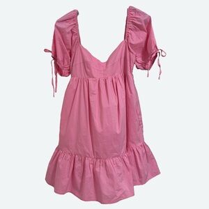Bubblegum pink babydoll puff mini dress